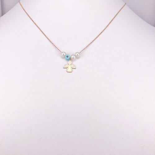 14ct Rose Gold Angel Pendant with Chain