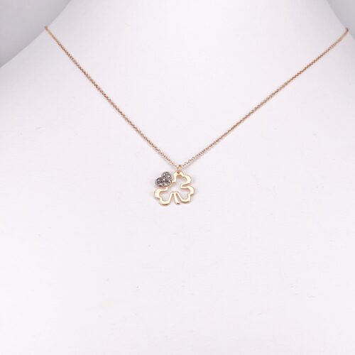 14ct Rose Gold Four Leaf Clover Pendant with Chain