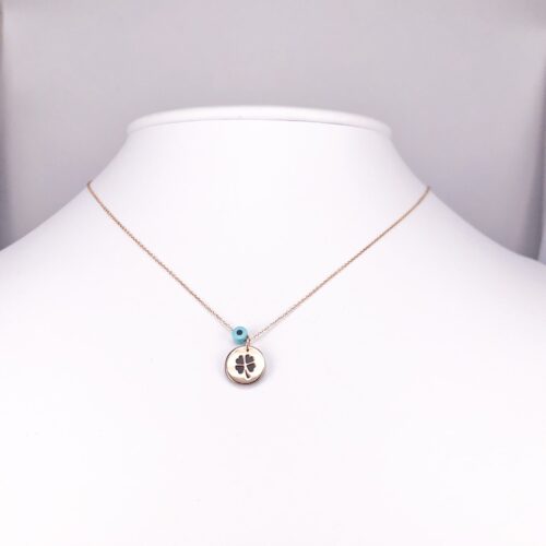 14ct Rose Gold Four Leaf Clover Pendant with Chain