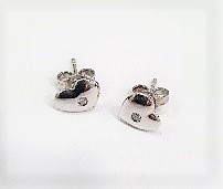 18ct White Gold and Diamond Heart Shape Earrings with Pin