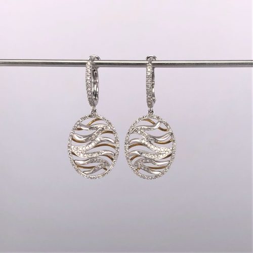 9ct White and Yellow Gold Huggie Earrings