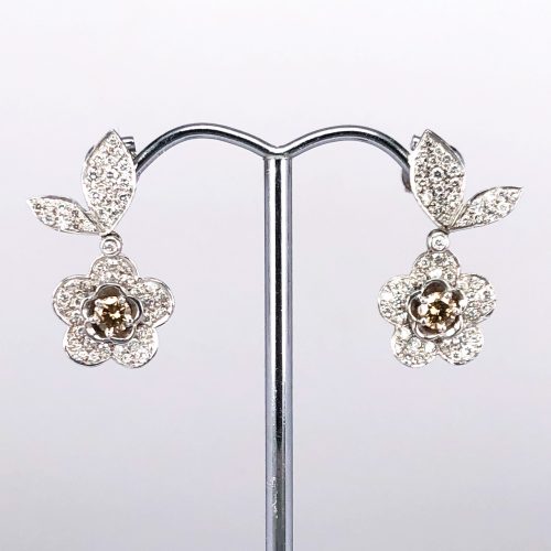 18ct White Gold Earrings with Pin